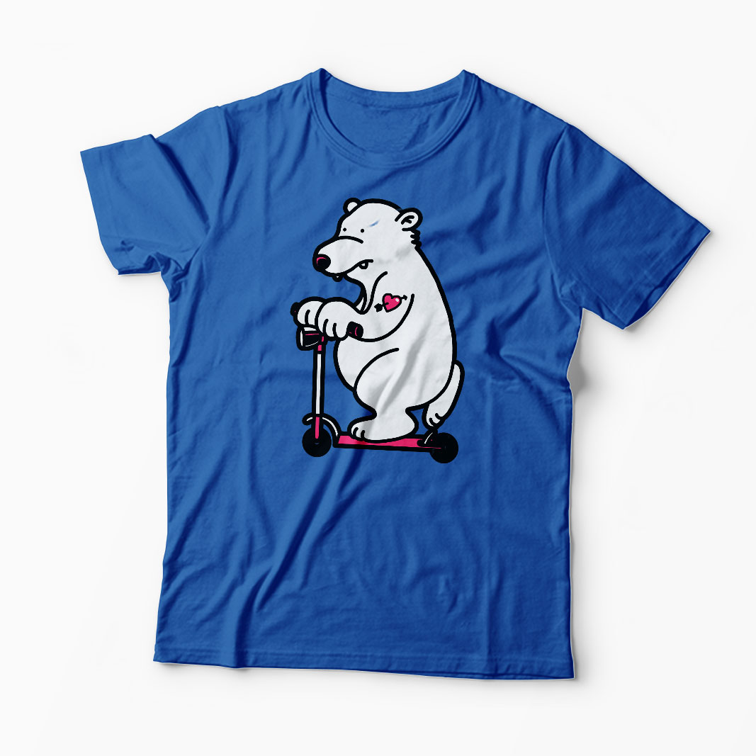 Tricou Urs pe Trotineta - Bărbați-Albastru Regal